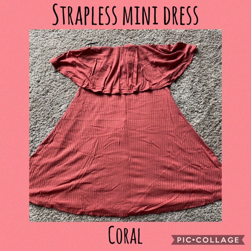 Strapless Coral Mini Dress